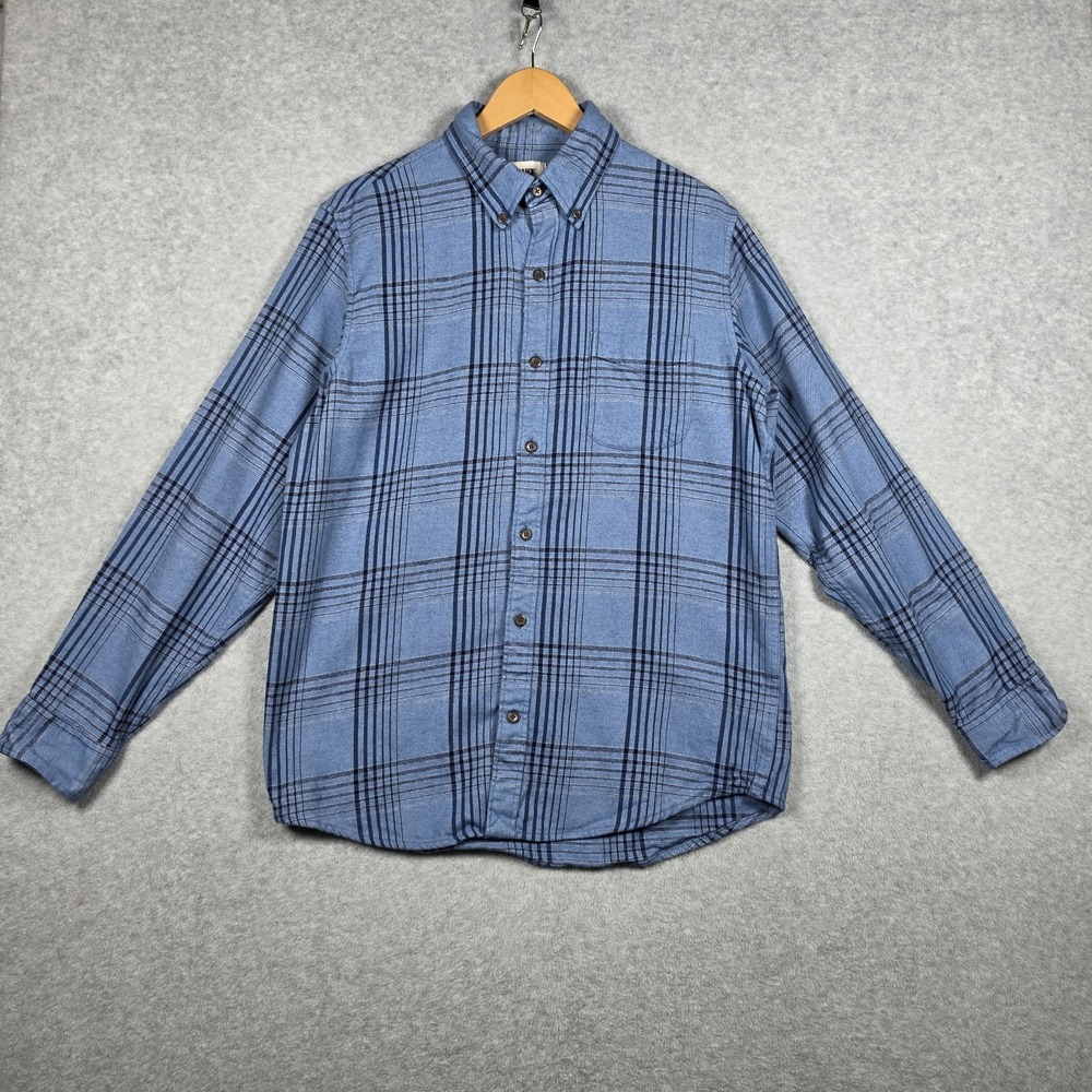 Blake Shelton X Lands End Shirt Mens Sz Medium Blue Plaid Flannel L/S Soft Cozy